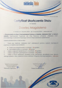 CERTYFIKAT UKONCZENIA STAŻU niebieska linia very small